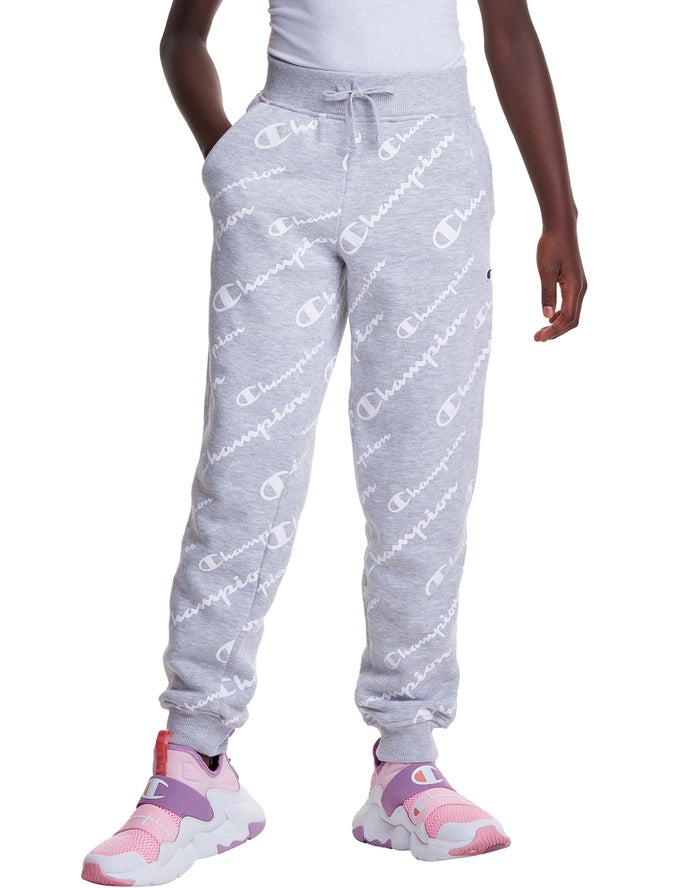 Champion Fleece Allover Logo Joggingbroek Meisjes - Grijs - Belgie 1374JXMOA